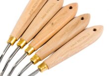 Jakar Palette Knives, Tempered Steel (5 Assorted Shapes Per Bag) Birchwood Handle And Brass Sleeveshorter