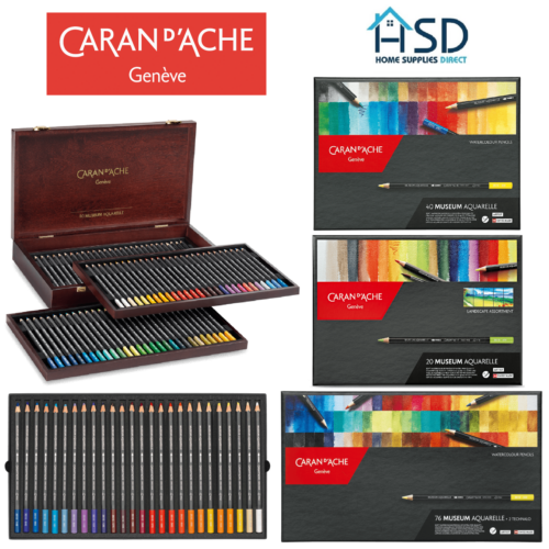 Caran d'Ache Museum Aquarelle Professional 76 Watercolour Pencils Extra Fine + 4 Doubled Colours, 3 Technalo HB,B,3B and 1 Grafwood 2B