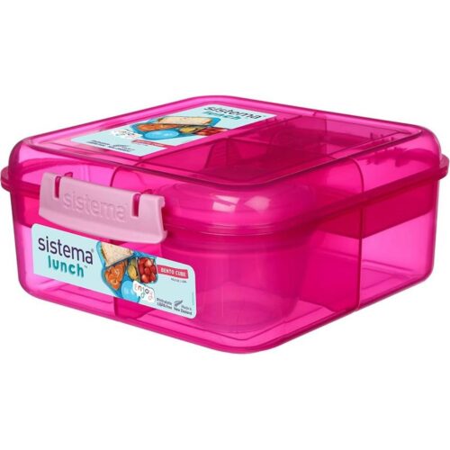 Sistema Bento Lunch Box 1.25L - 6 Packs (2x Turquiose, 2x Pink, 2x Blue) | BPA-Free, Multi-Compartment Design for Fresh Meals